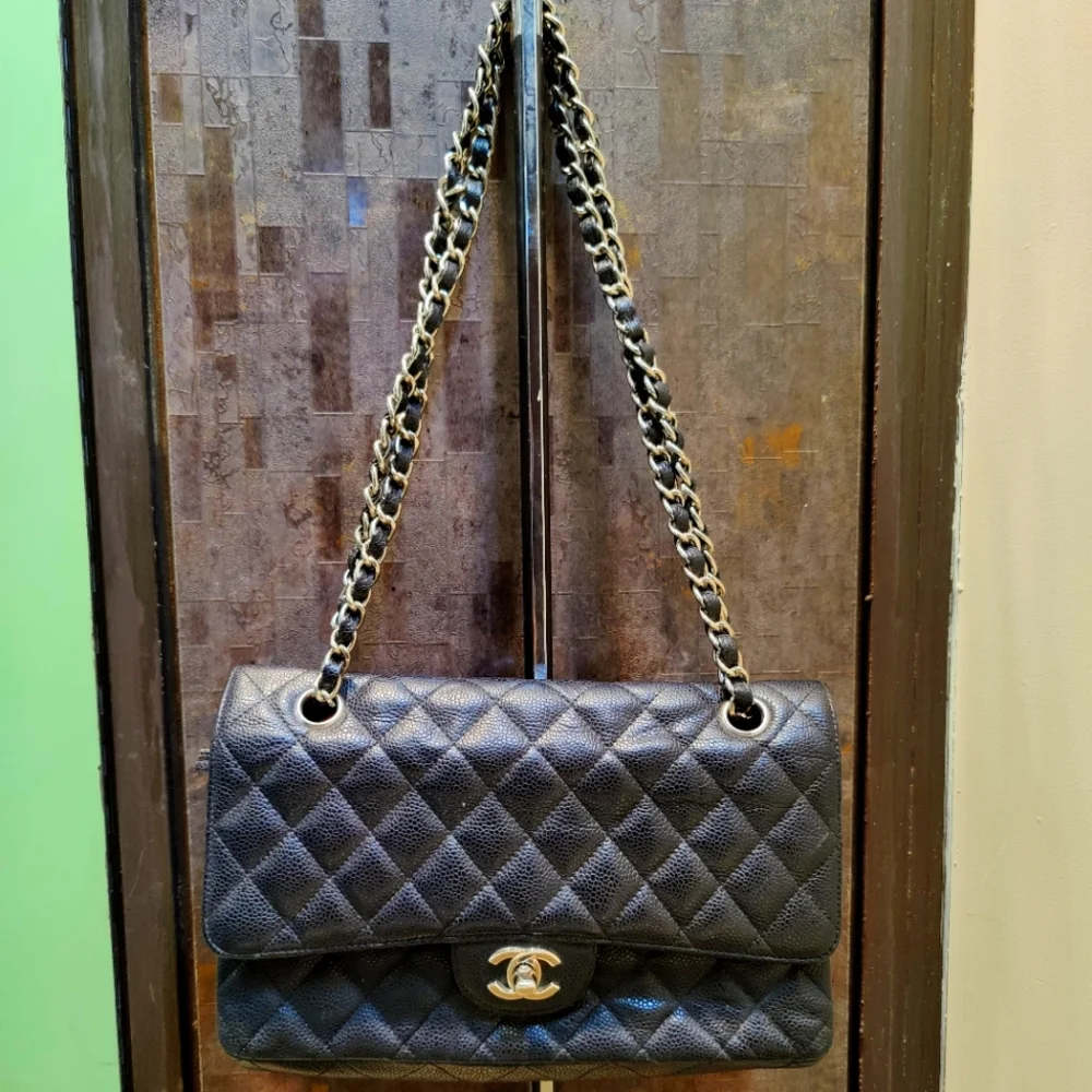 Chanel Black Quilted Caviar Medium Classic Double Flap - 15944875 serial number - Picture 6 of 16